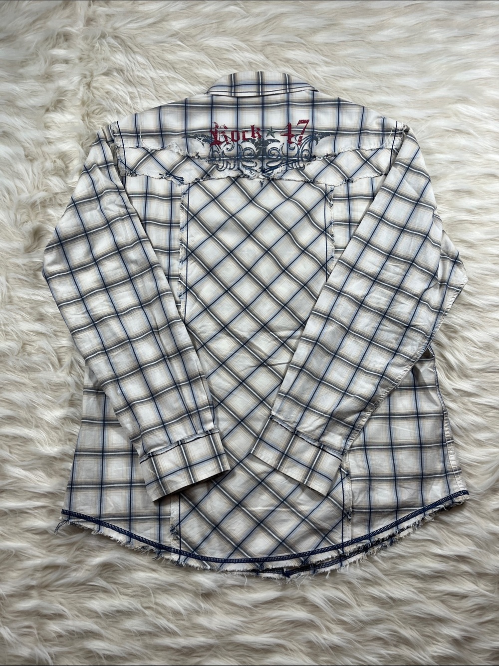 Rock 47 Snap Button Shirt XL Multi Color Plaid - Picture 4 of 6